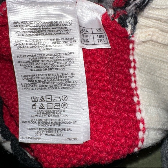 Brooks Brothers Red Fleece Cable Knit XS Christmas Merino Wool Cardigan Sweater - Picture 10 of 11